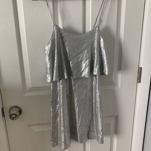 Sequined silver cocktail dress